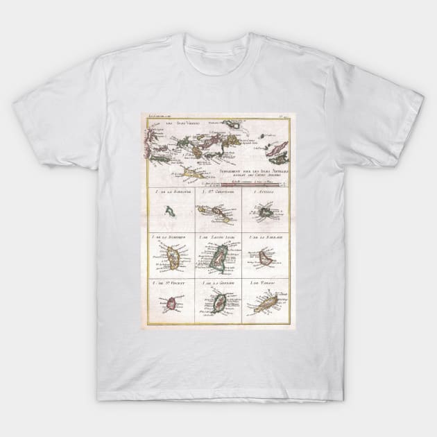 Vintage Islands of The Caribbean Map (1780) T-Shirt by Bravuramedia